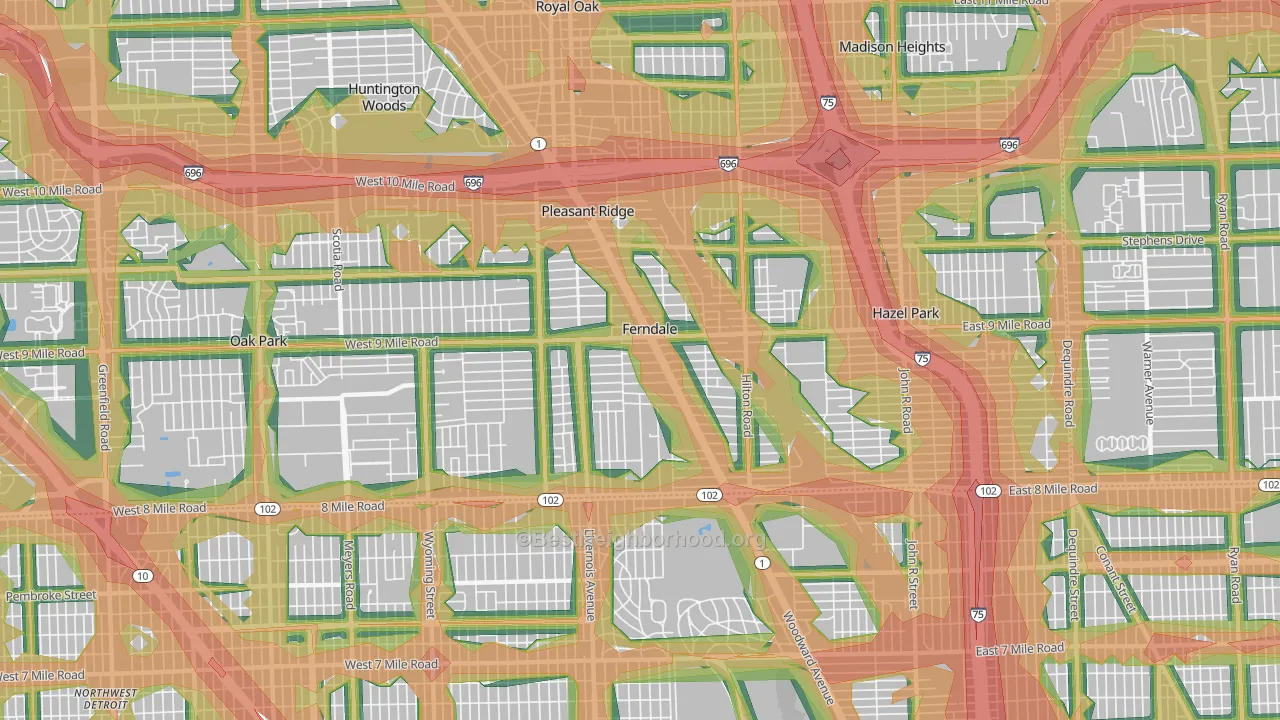 48220, MI Map of Noise Levels in 48220