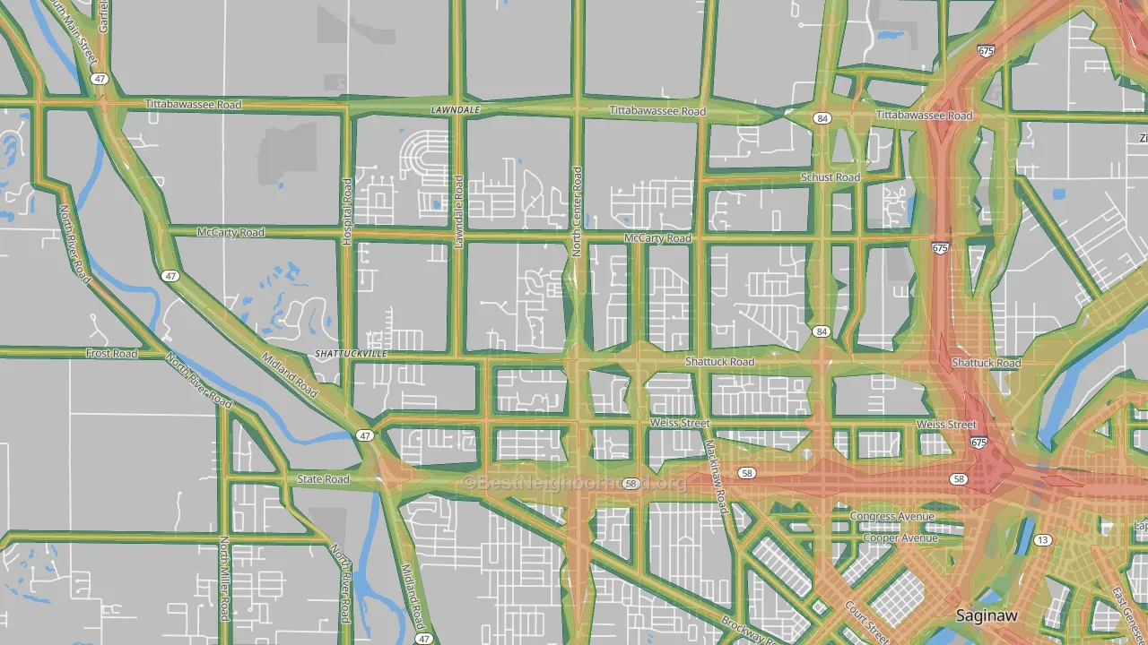 48603, MI Map of Noise Levels in 48603