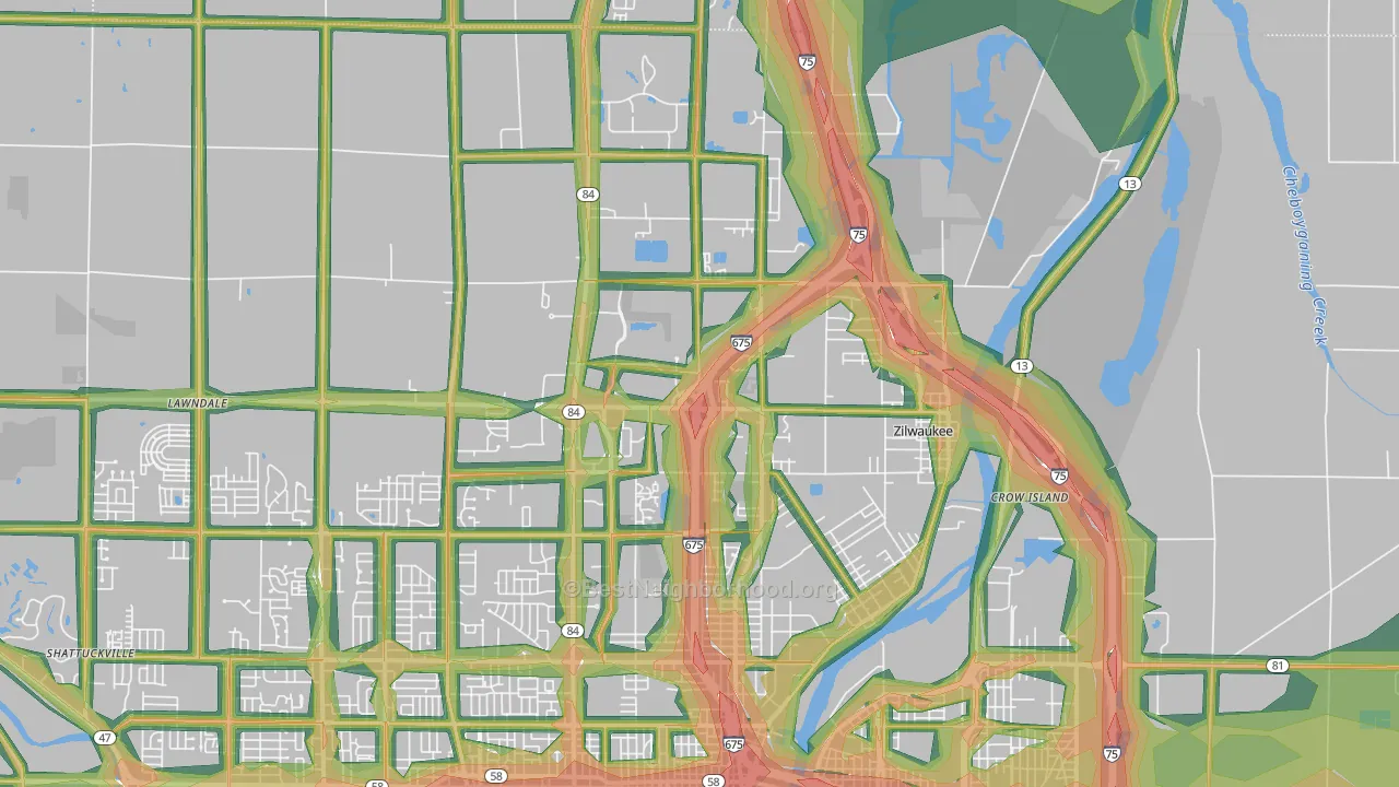 48604, MI Map of Noise Levels in 48604