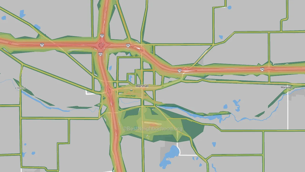 49068, MI Map of Noise Levels in 49068