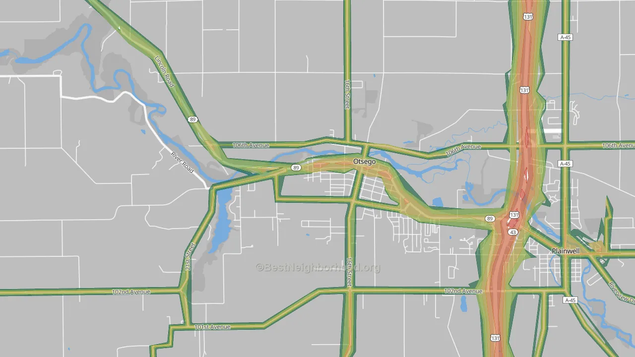 49078, MI Map of Noise Levels in 49078