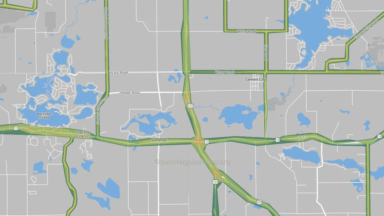 49233, MI Map of Noise Levels in 49233