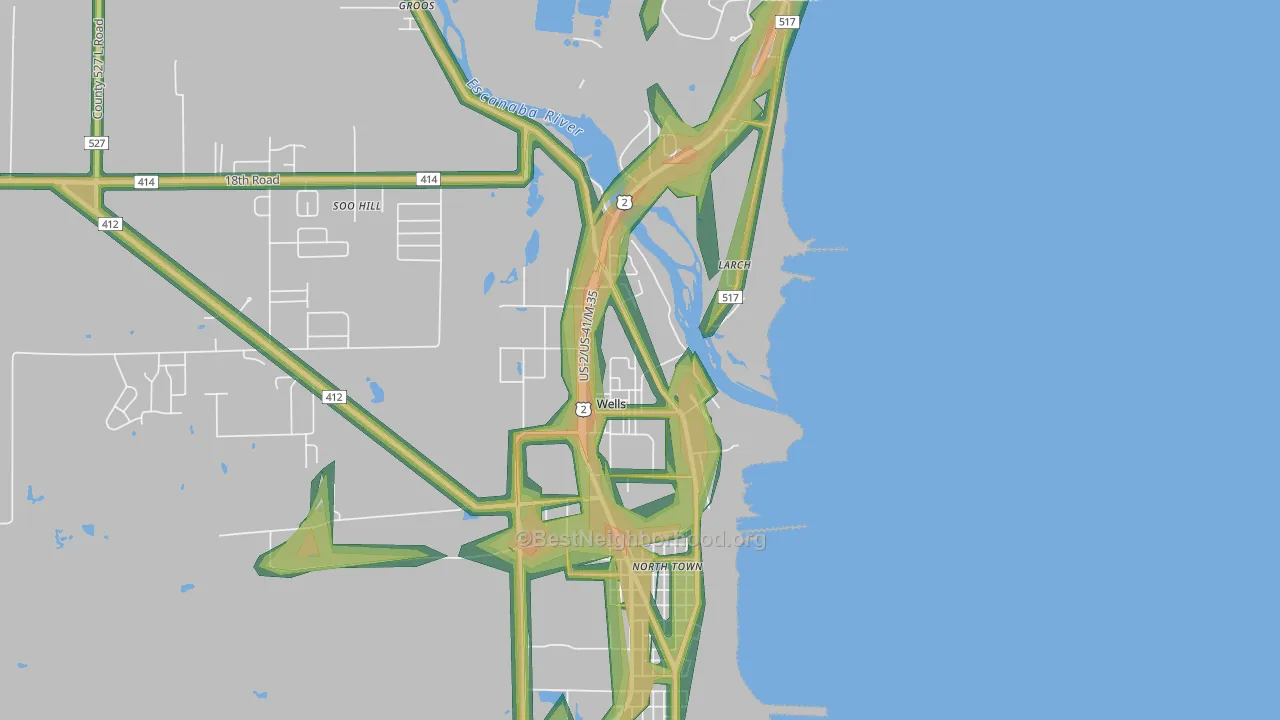 49894, MI Map of Noise Levels in 49894