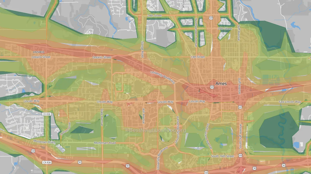 50011, IA Map of Noise Levels in 50011