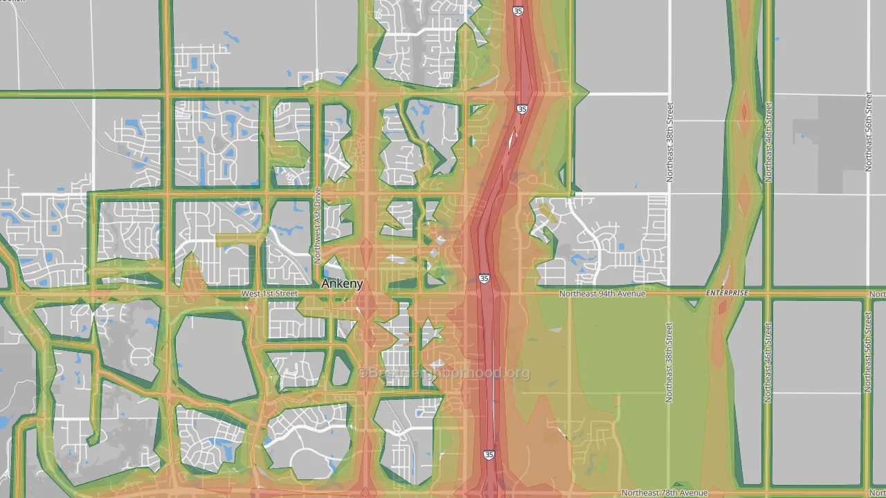 50021, IA Map of Noise Levels in 50021