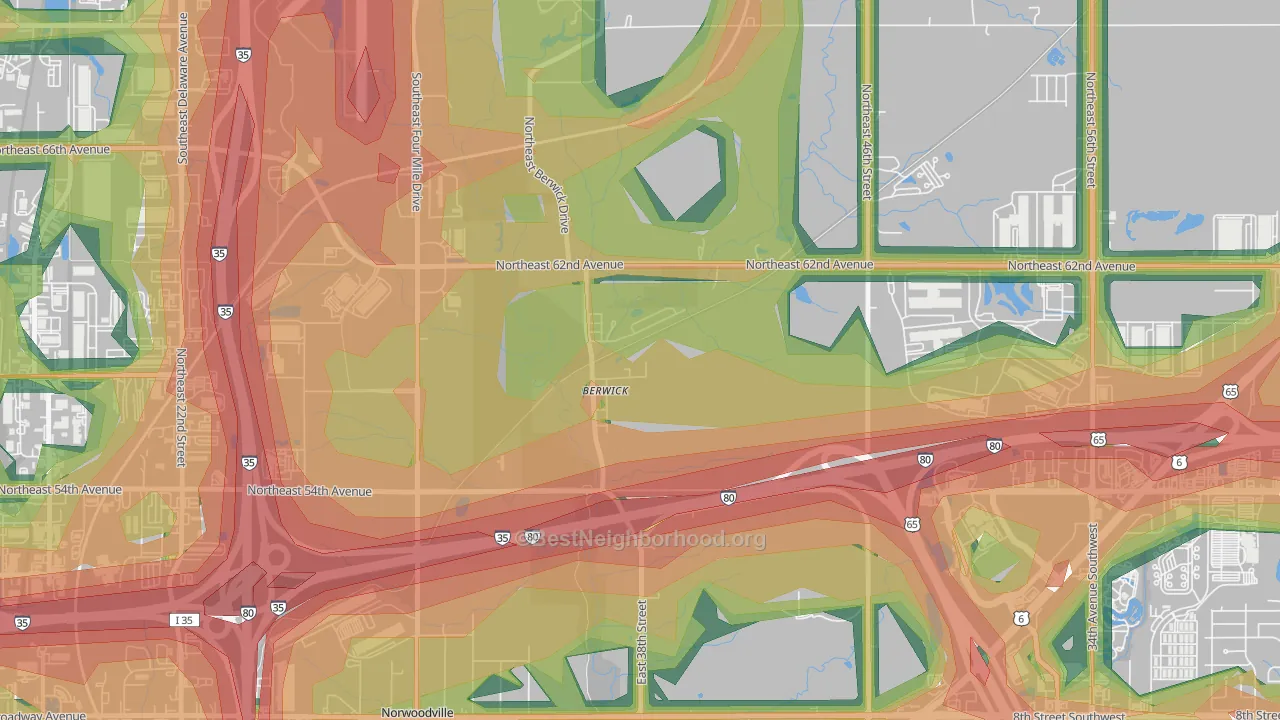 50032, IA Map of Noise Levels in 50032