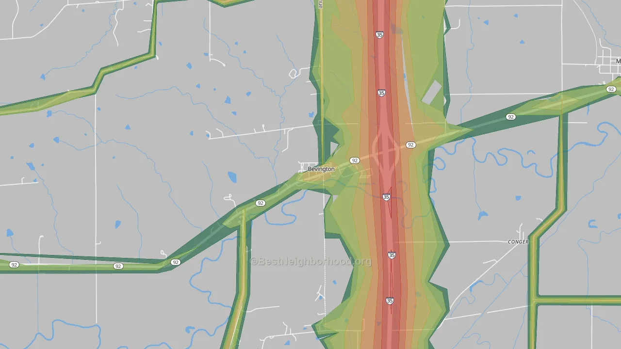 50033, IA Map of Noise Levels in 50033