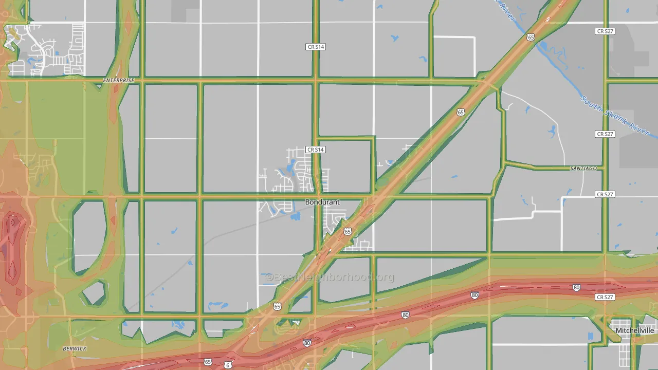 50035, IA Map of Noise Levels in 50035