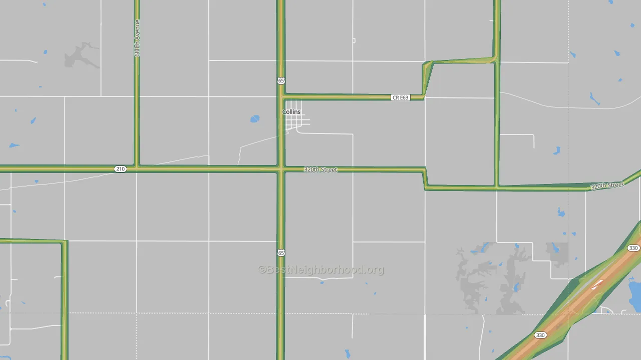 50055, IA Map of Noise Levels in 50055