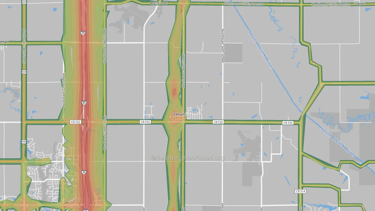 50073, IA Map of Noise Levels in 50073