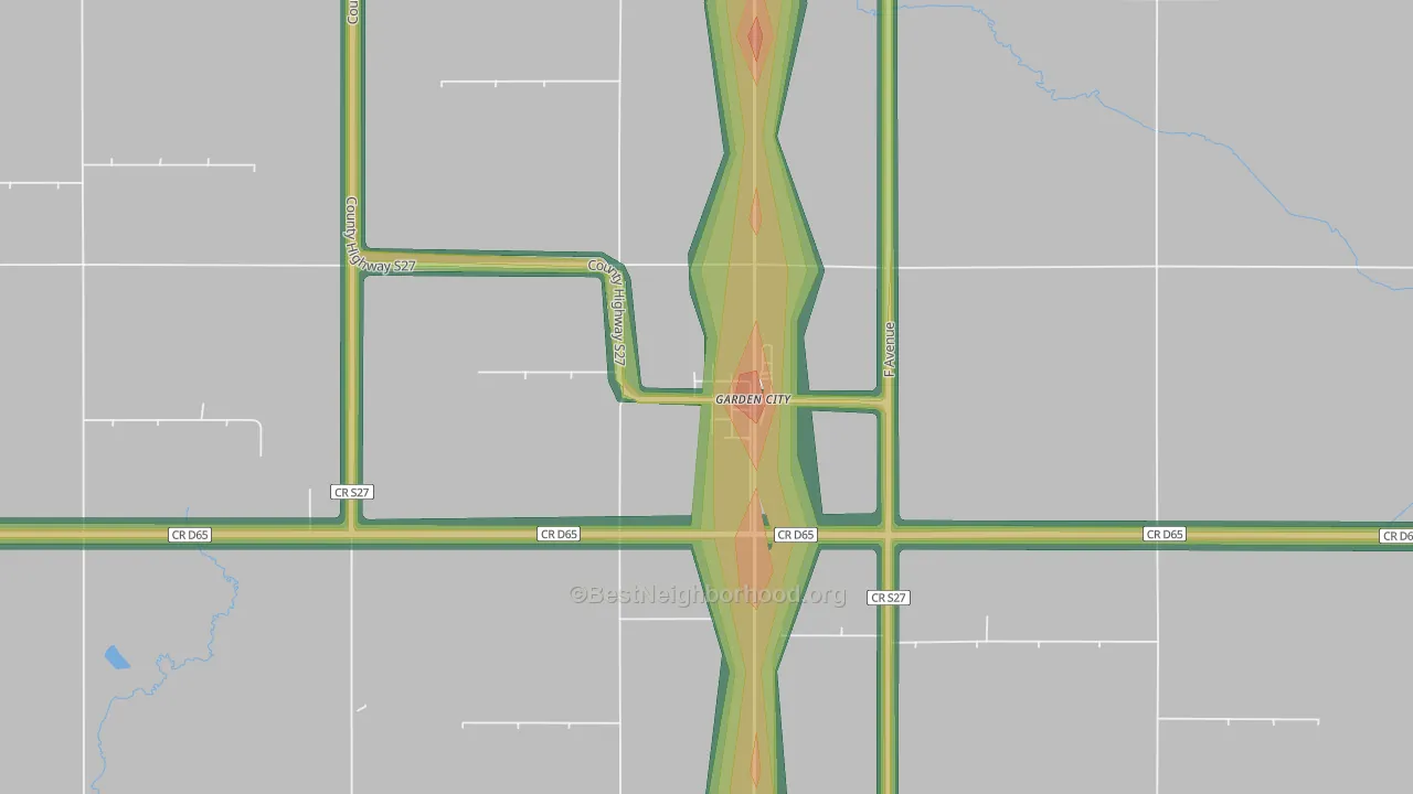 50102, IA Map of Noise Levels in 50102