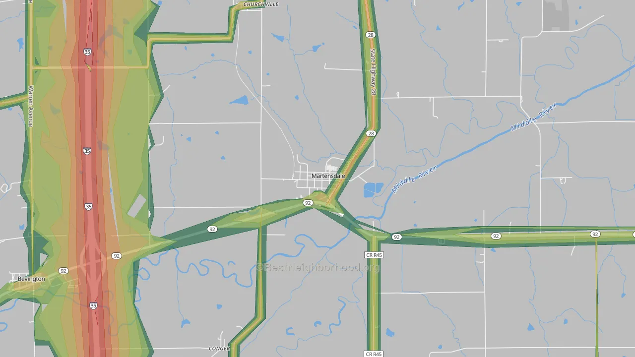 50160, IA Map of Noise Levels in 50160