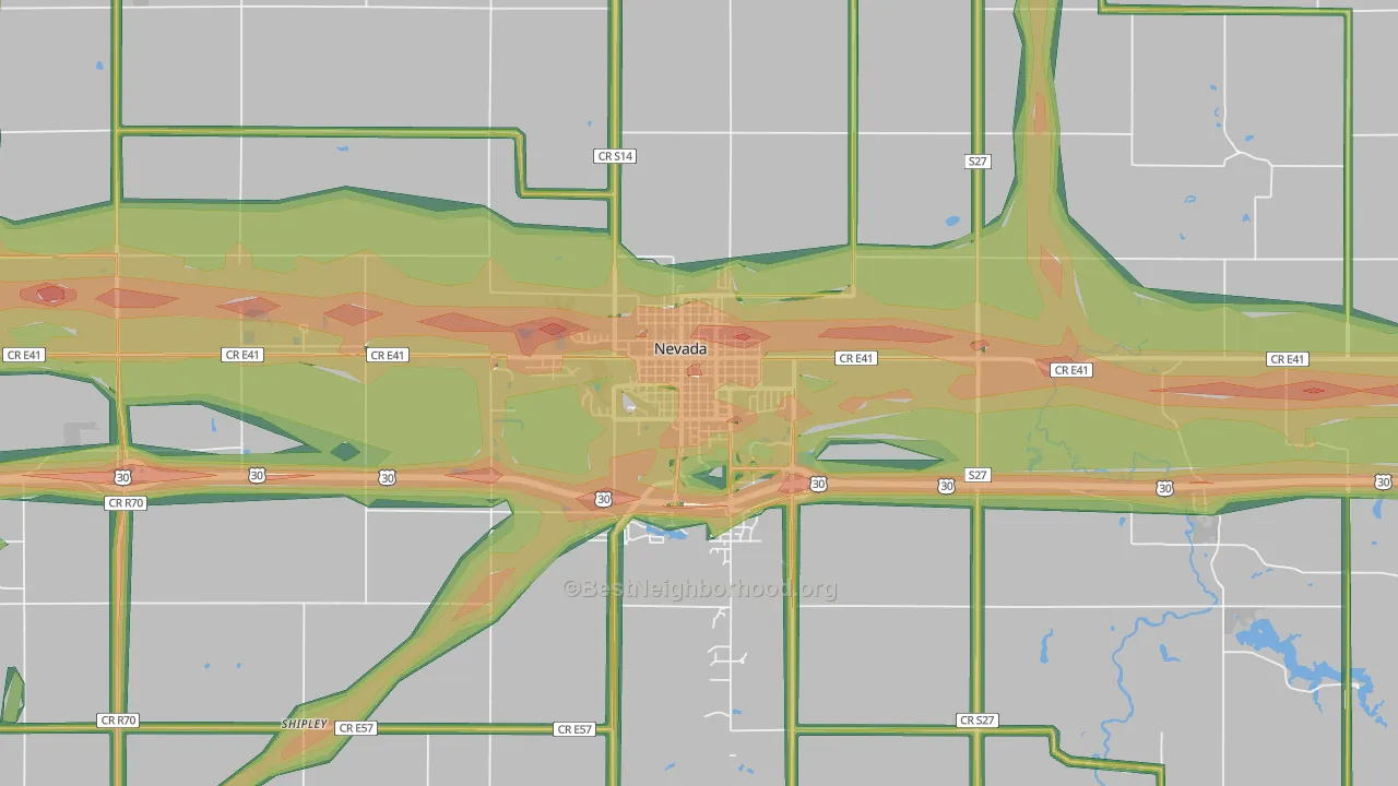 50201, IA Map of Noise Levels in 50201