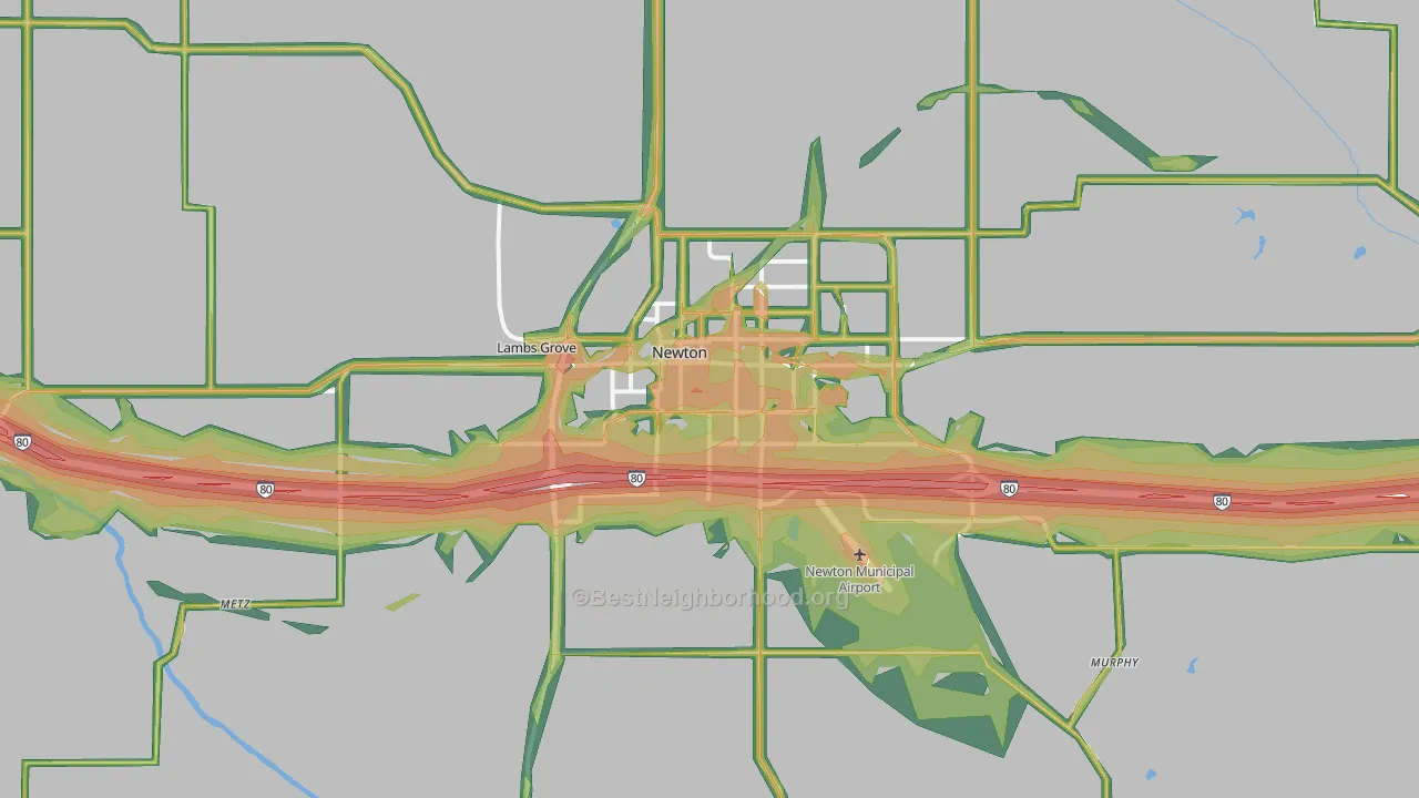 50208, IA Map of Noise Levels in 50208