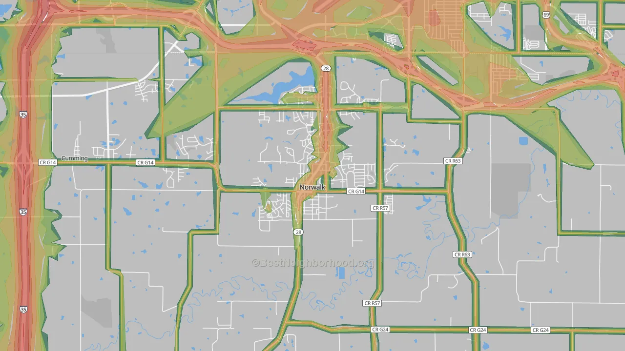 50211, IA Map of Noise Levels in 50211