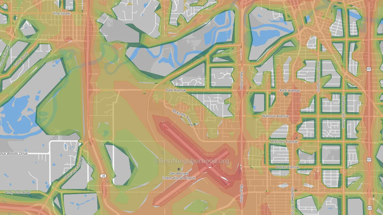 50321, IA Map of Noise Levels in 50321