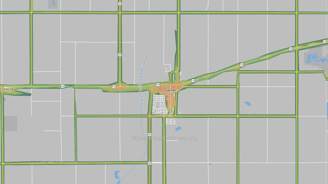 50438, IA Map of Noise Levels in 50438