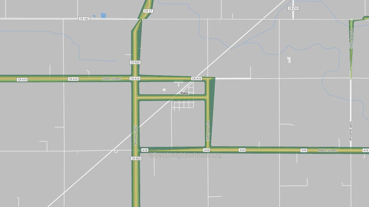 50465, IA Map of Noise Levels in 50465