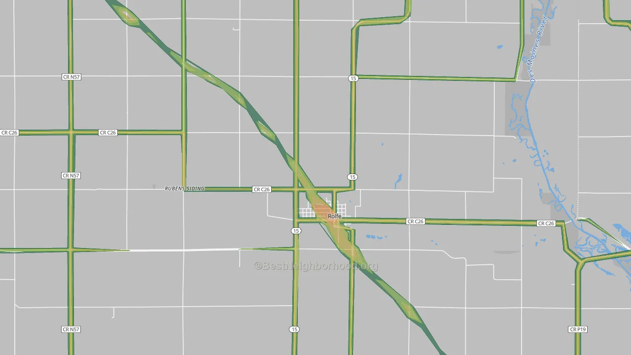 50581, IA Map of Noise Levels in 50581