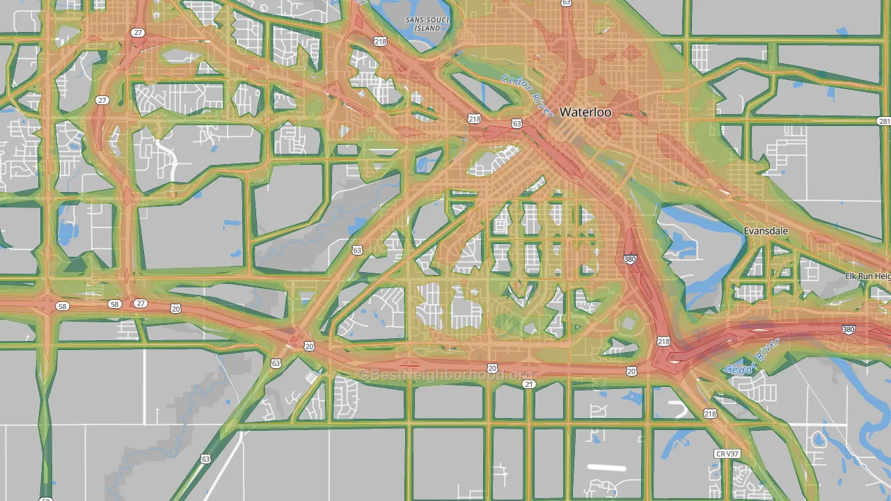 50701, IA Map of Noise Levels in 50701