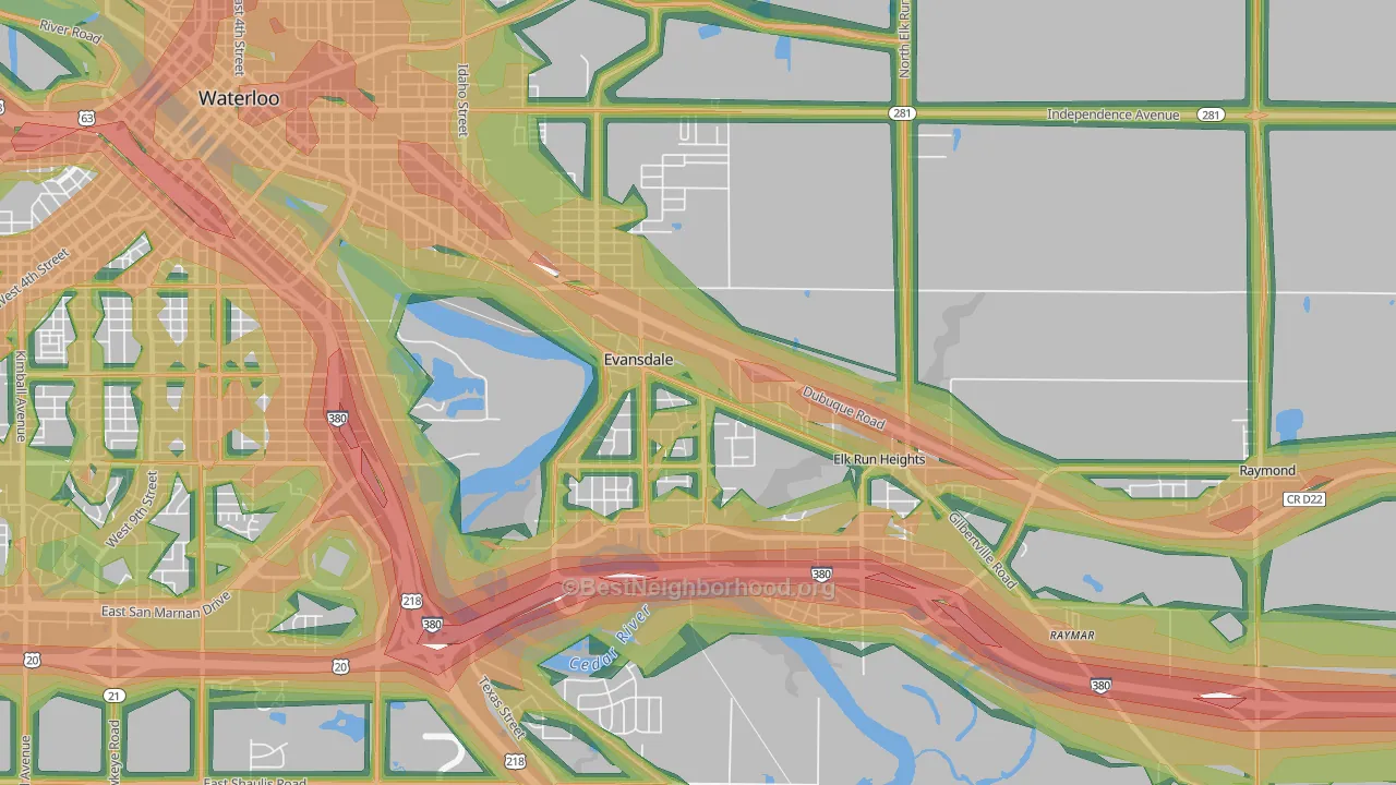 50707, IA Map of Noise Levels in 50707