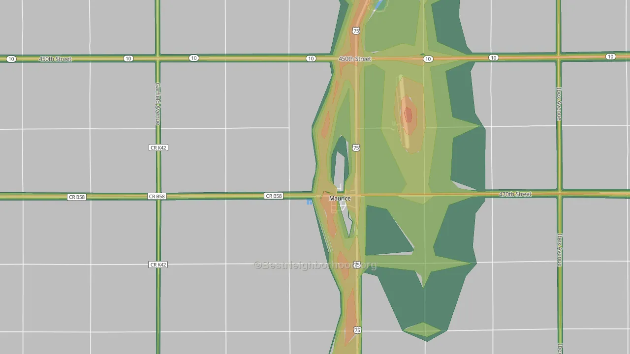 51036, IA Map of Noise Levels in 51036