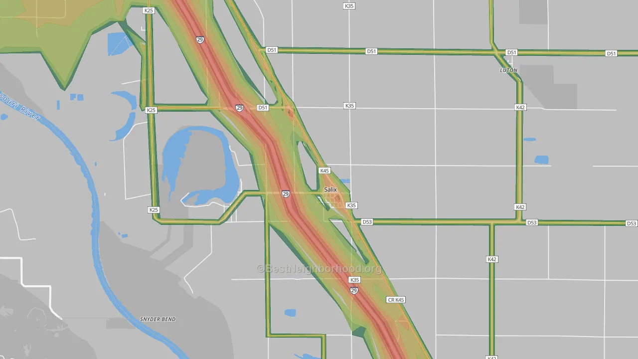 51052, IA Map of Noise Levels in 51052