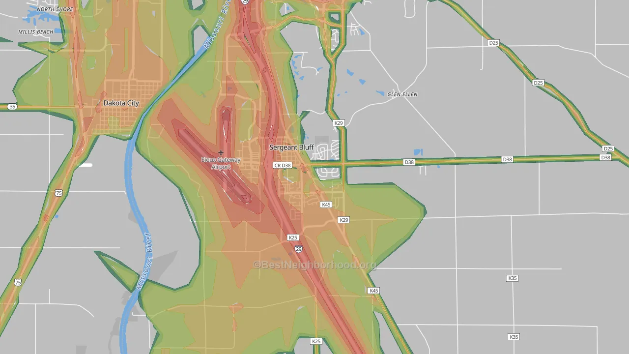51054, IA Map of Noise Levels in 51054