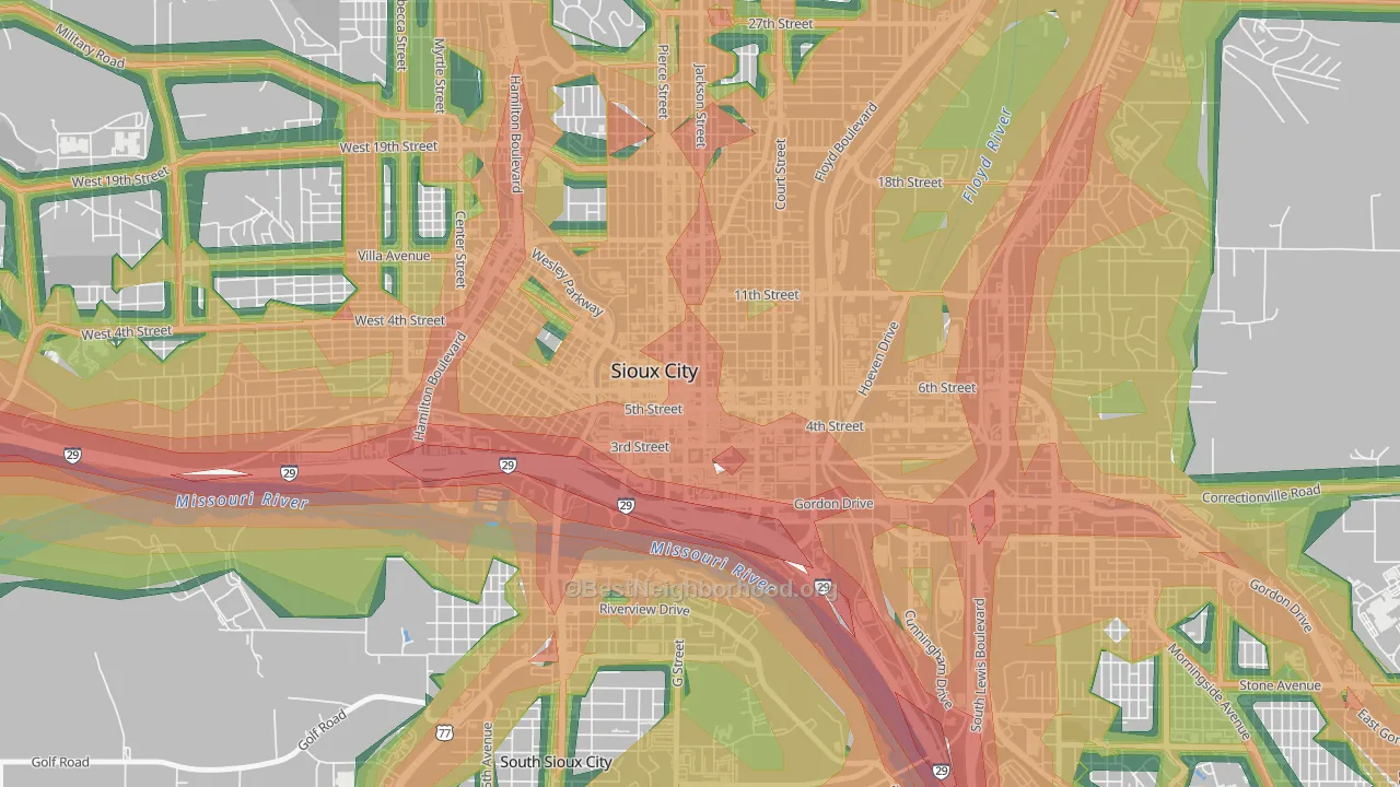 51101, IA Map of Noise Levels in 51101