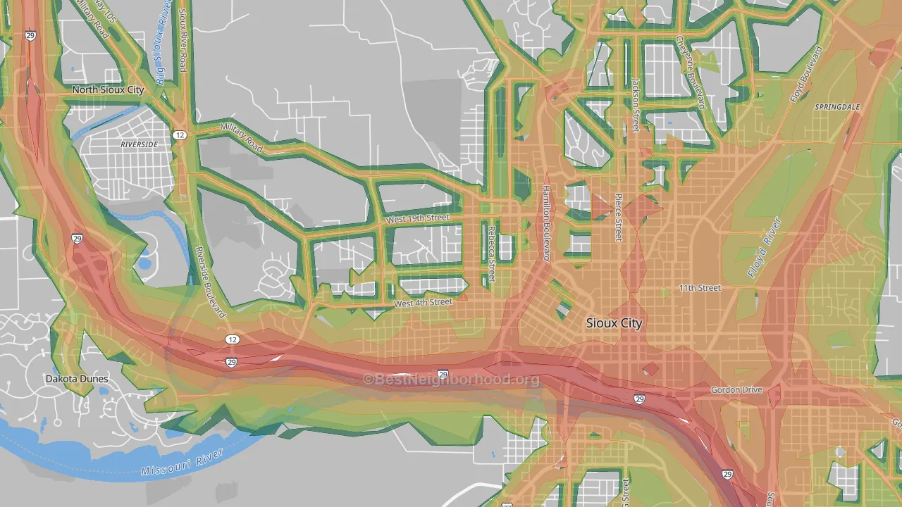 51103, IA Map of Noise Levels in 51103