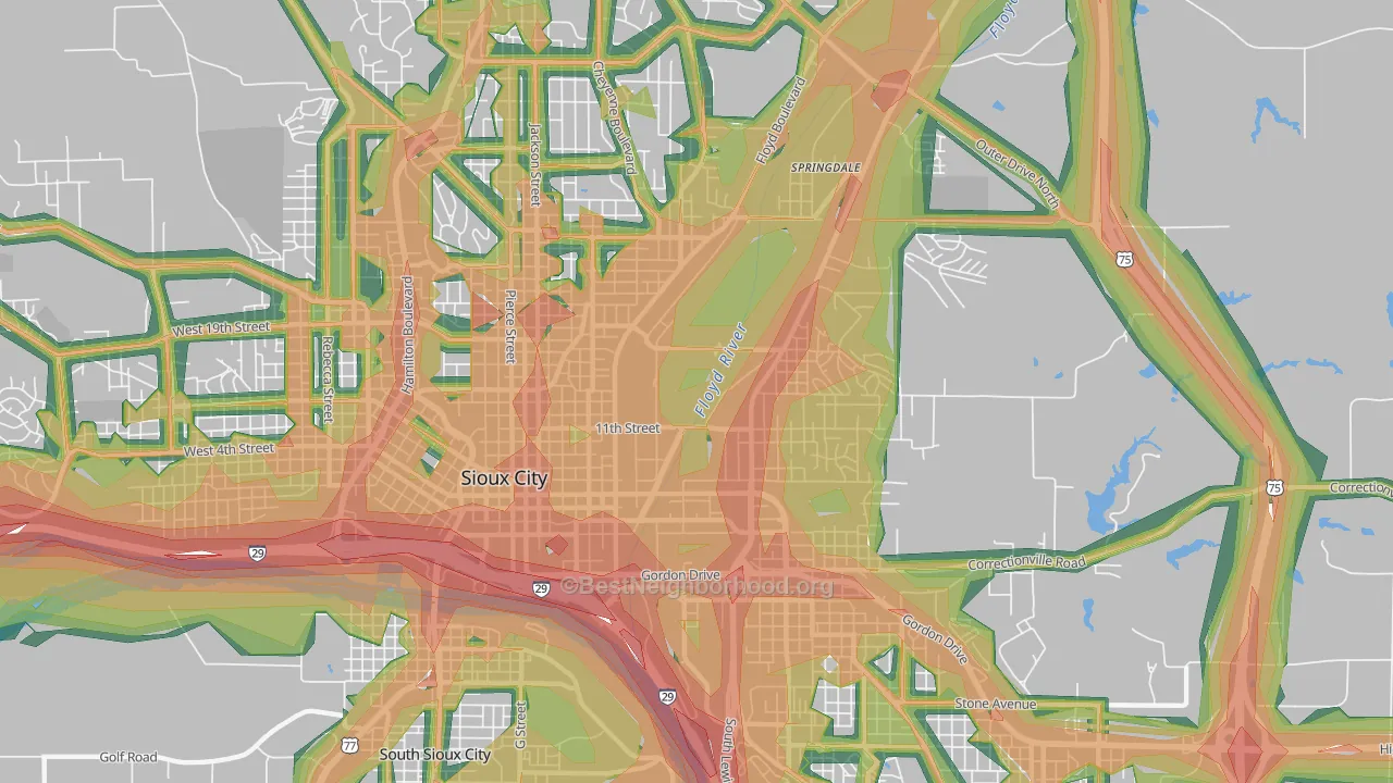 51105, IA Map of Noise Levels in 51105