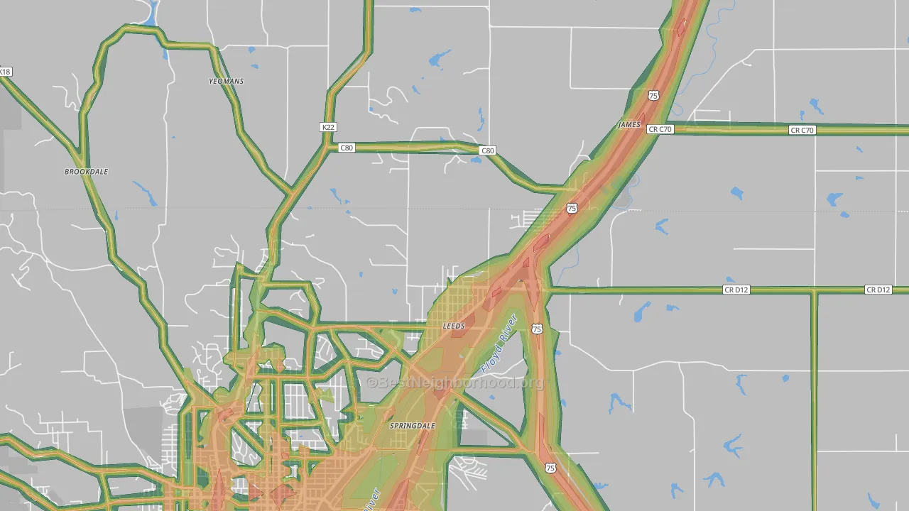51108, IA Map of Noise Levels in 51108