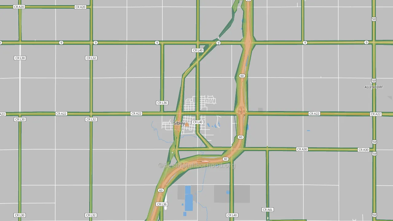 51249, IA Map of Noise Levels in 51249