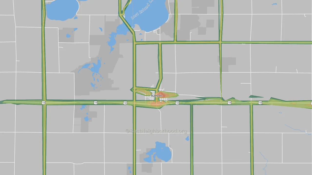 51358, IA Map of Noise Levels in 51358