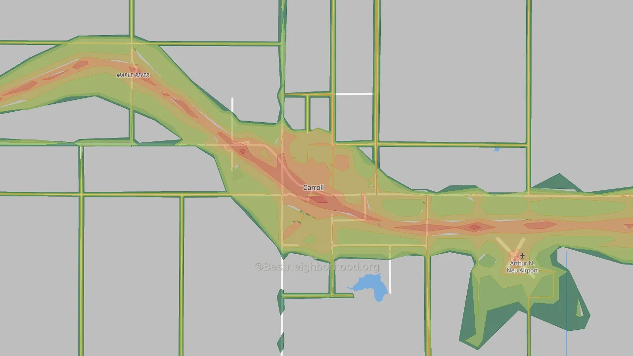 51401, IA Map of Noise Levels in 51401