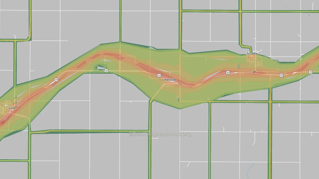 51467, IA Map of Noise Levels in 51467