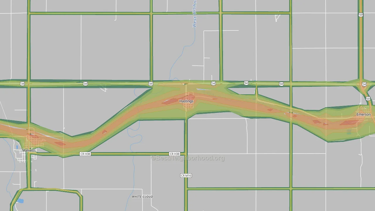 51540, IA Map of Noise Levels in 51540