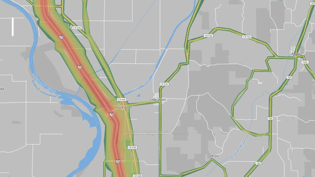 51545, IA Map of Noise Levels in 51545