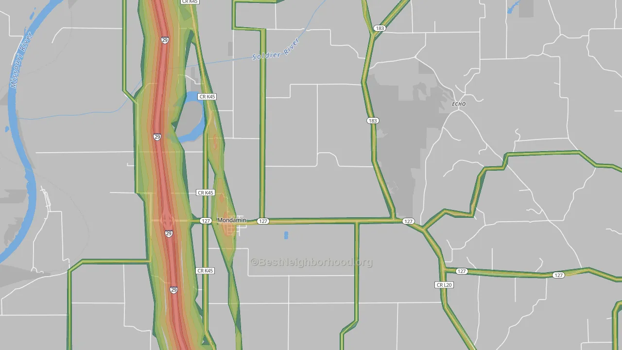 51557, IA Map of Noise Levels in 51557