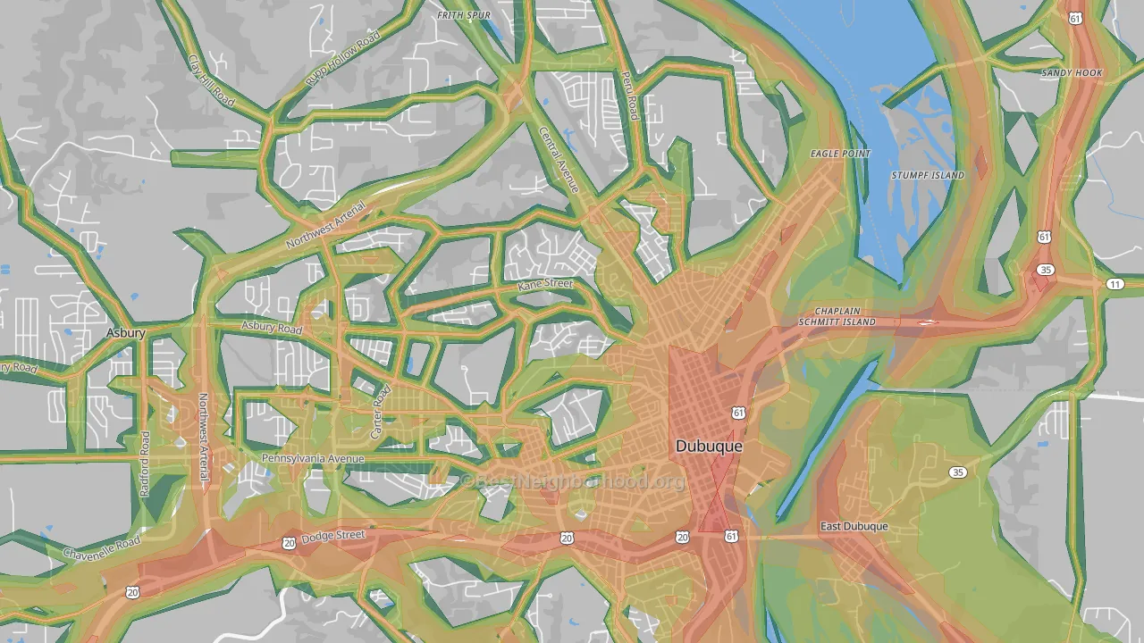52001, IA Map of Noise Levels in 52001