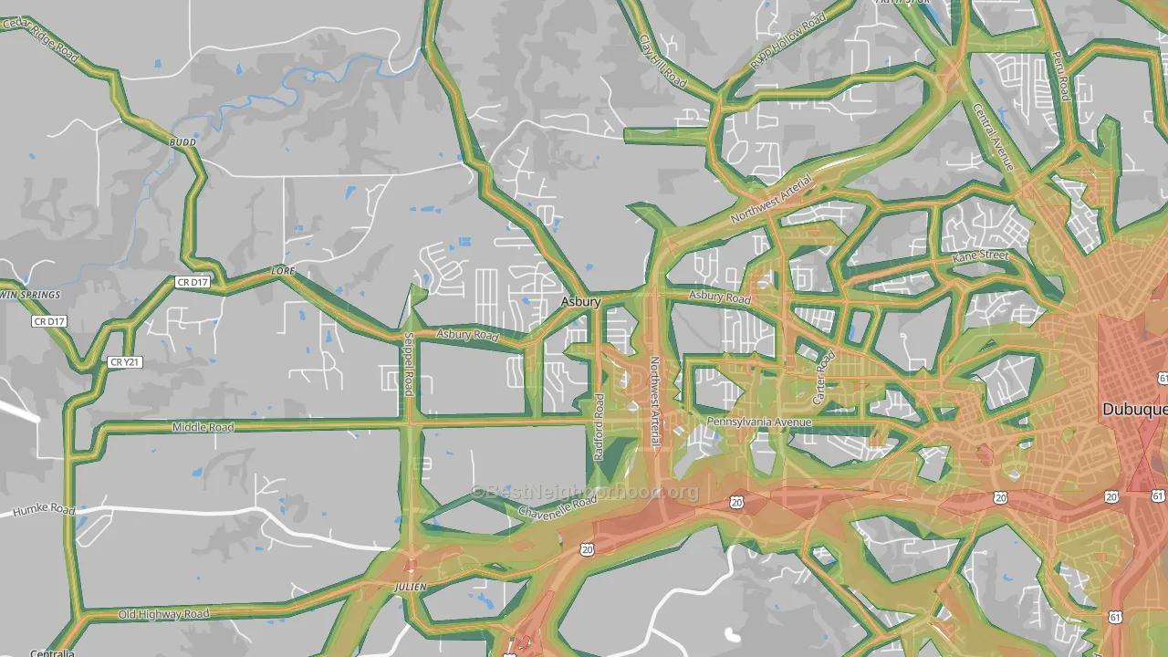 52002, IA Map of Noise Levels in 52002