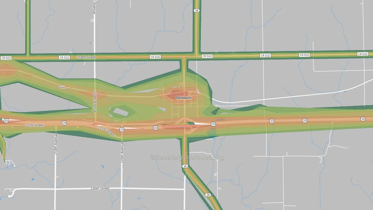 52036, IA Map of Noise Levels in 52036