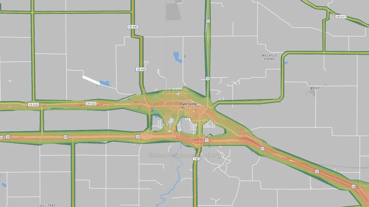 52040, IA Map of Noise Levels in 52040