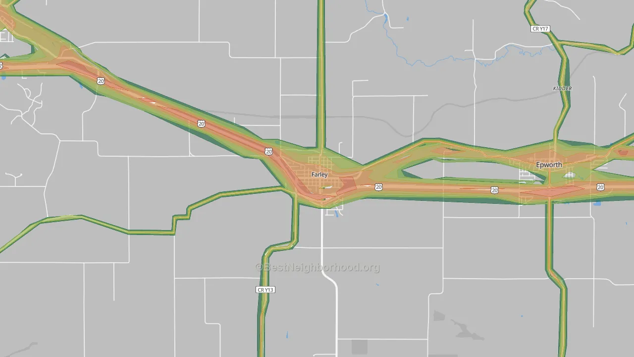52046, IA Map of Noise Levels in 52046