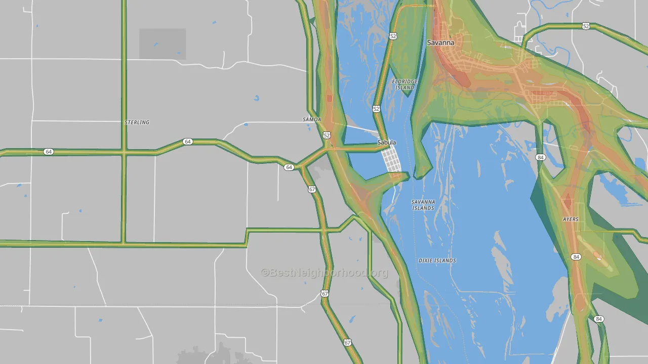 52070, IA Map of Noise Levels in 52070