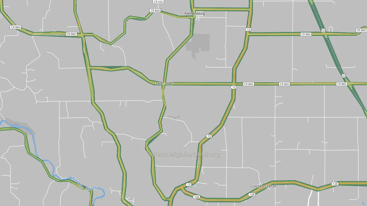 52072, IA Map of Noise Levels in 52072