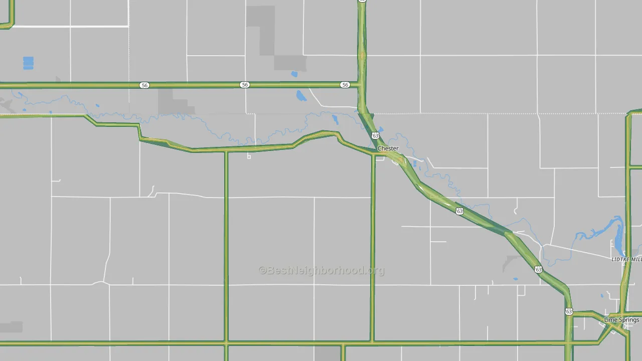 52134, IA Map of Noise Levels in 52134