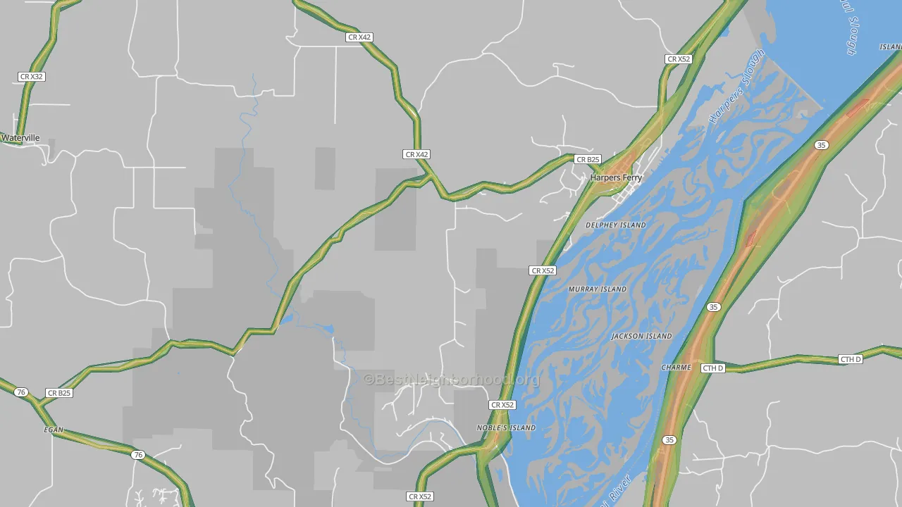 52146, IA Map of Noise Levels in 52146