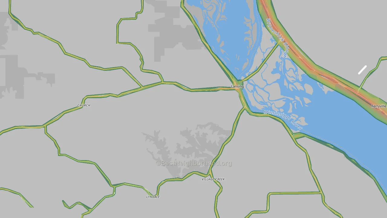 52151, IA Map of Noise Levels in 52151