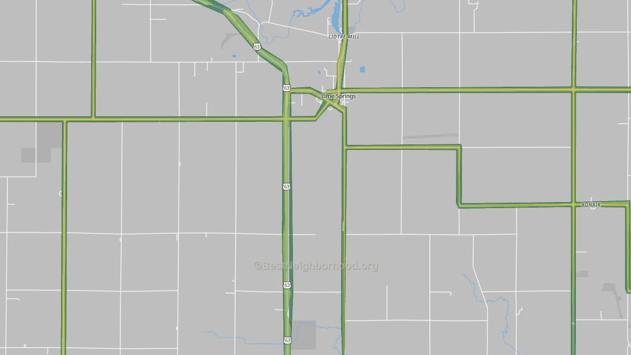 52155, IA Map of Noise Levels in 52155